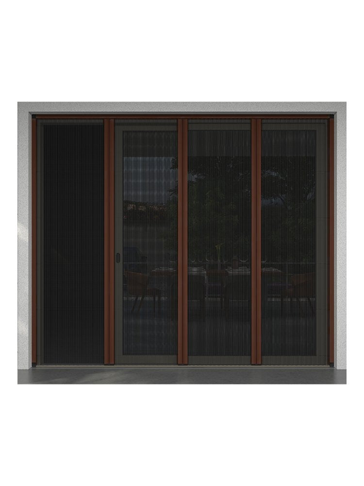 Geniş açıklıkta gezer plise sineklik – RAL 8016 Maun Kahve