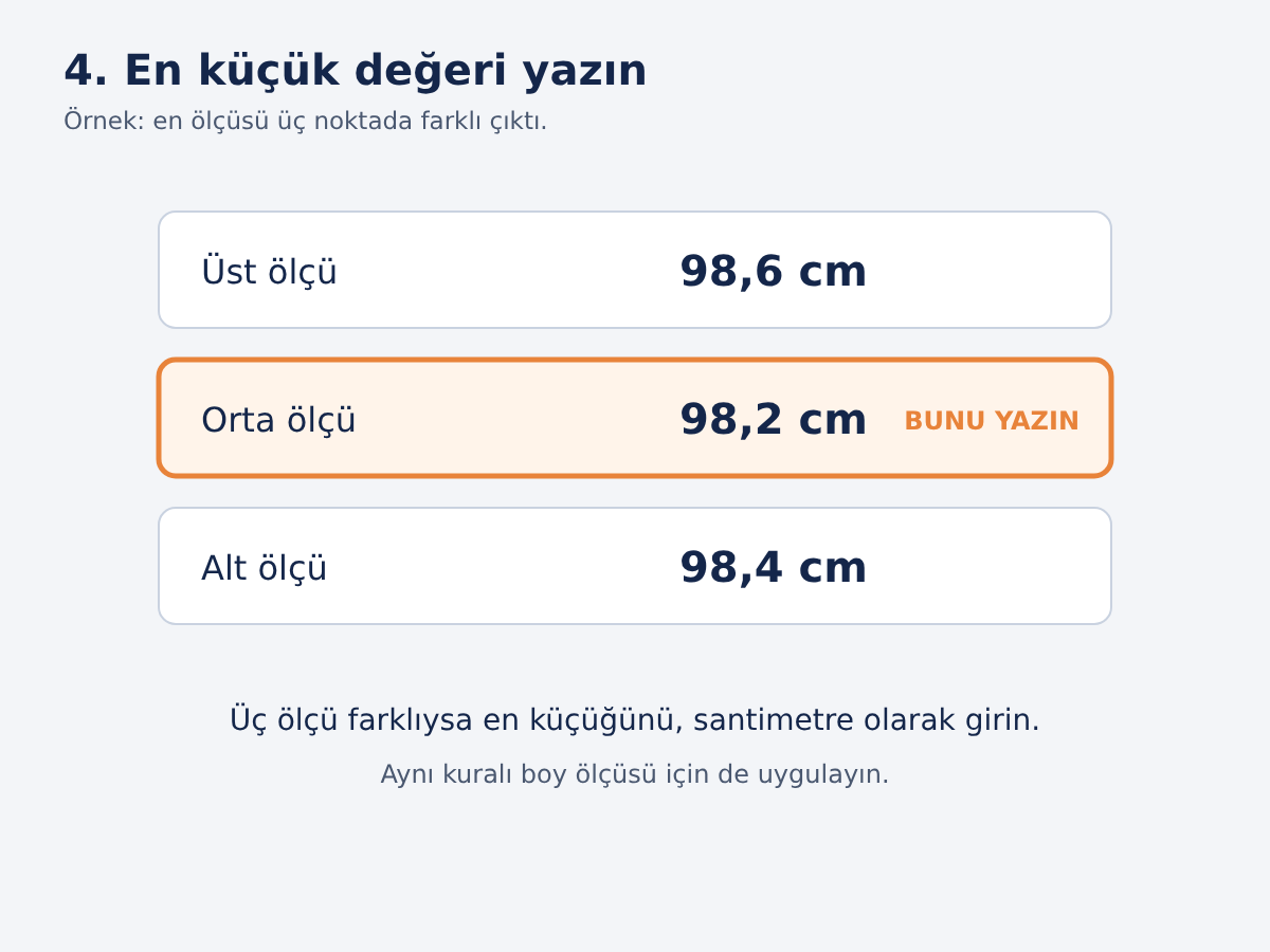 Üç ölçüden en küçüğünün seçilmesi
