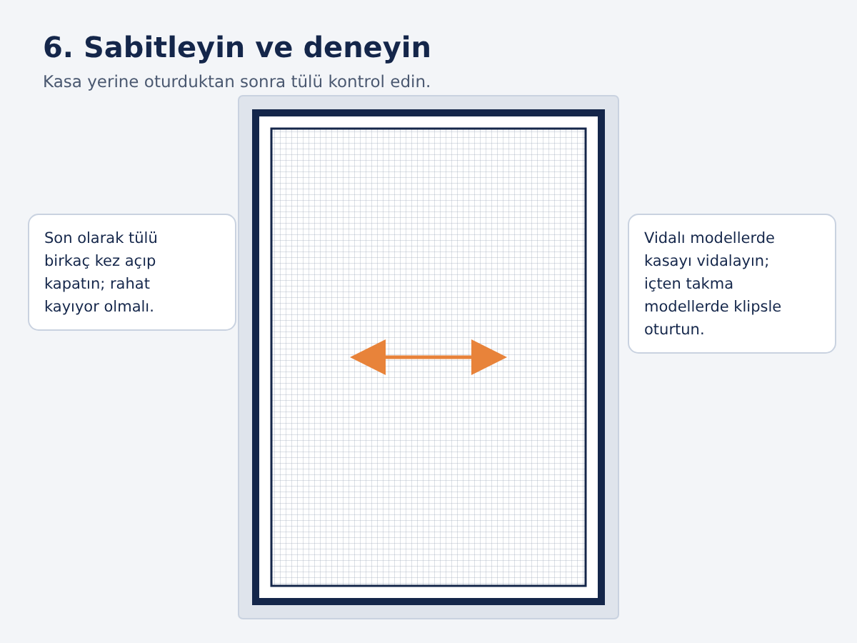 Kasanın sabitlenmesi ve tülün denenmesi