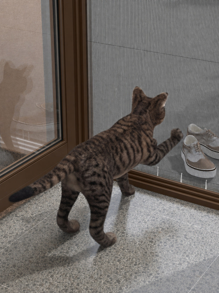 27 mm Kedi Sinekliği Sistemi (Kanallı) – uygulama – RAL 8014 Sepya Kahve